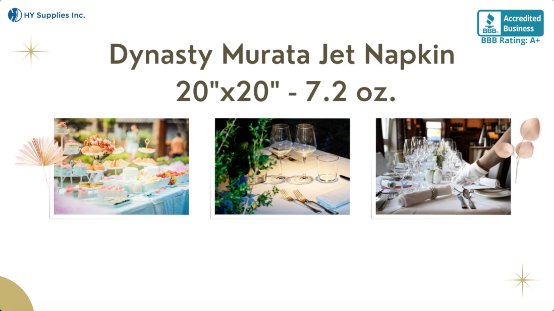 Dynasty Murata Jet Napkin - 20"x20" - 7.2 oz.