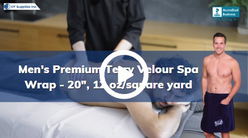 Mens Premium Terry Velour Spa Wrap - 20" 12 oz/square yard