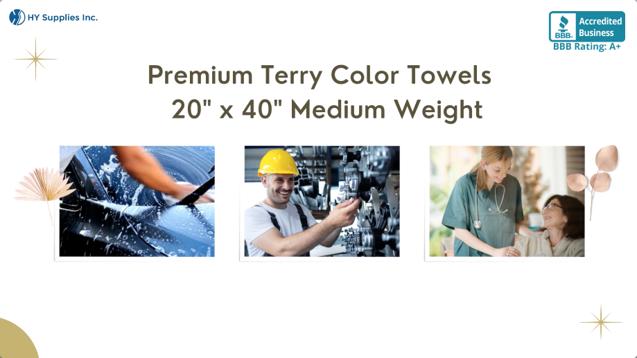 Premium Terry Color Towels - 20" x 40" Medium Weight
