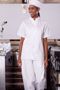 White, Bulk Mandarin Collar Shirt, 65/35 poly cot.,