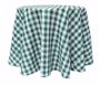 Poly Check Round Tablecloth -Teal White